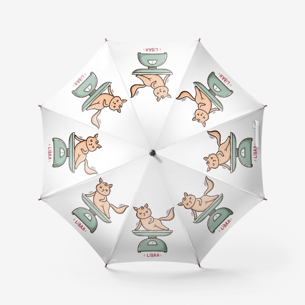 Зонт «Милая кошка на весах. Подарок Весам. Весы. Libra»
