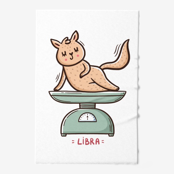 Полотенце «Милая кошка на весах. Подарок Весам. Весы. Libra»