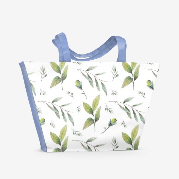 Пляжная сумка «Оливковая ветка на белом фоне»