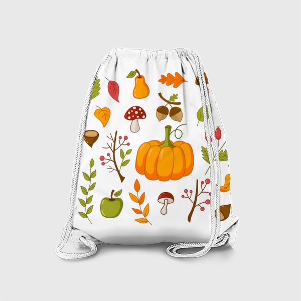 Рюкзак «autumn set with pumpkins, apples, mountain ash, rosehip, mushrooms»