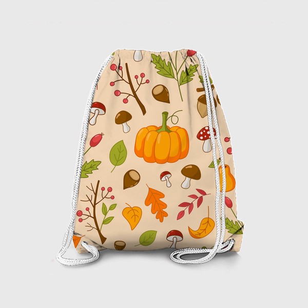 Рюкзак «Осенний узор. Тыквы, листья, каштаны, желуди, фрукты, грибы.»