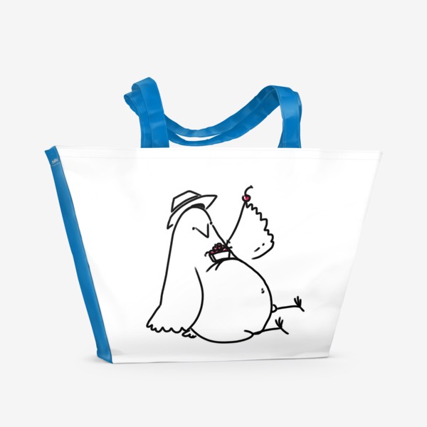 Пляжная сумка «Птица с вишнями. Есть летнее настроение»