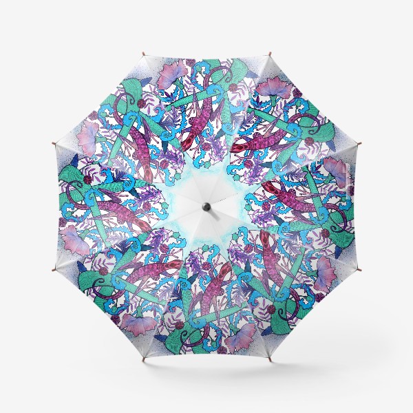 Зонт «Ящерица и цветы»