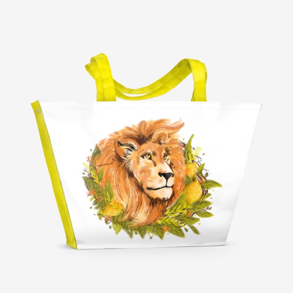 Пляжная сумка «Лев и лимон»