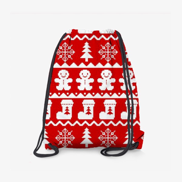 Рюкзак «новогодний паттерн, елки, снежинки, печенье, носки»