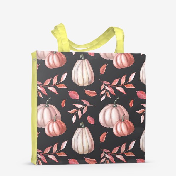 Сумка-шоппер «Осенние листья и тыквы на темном»