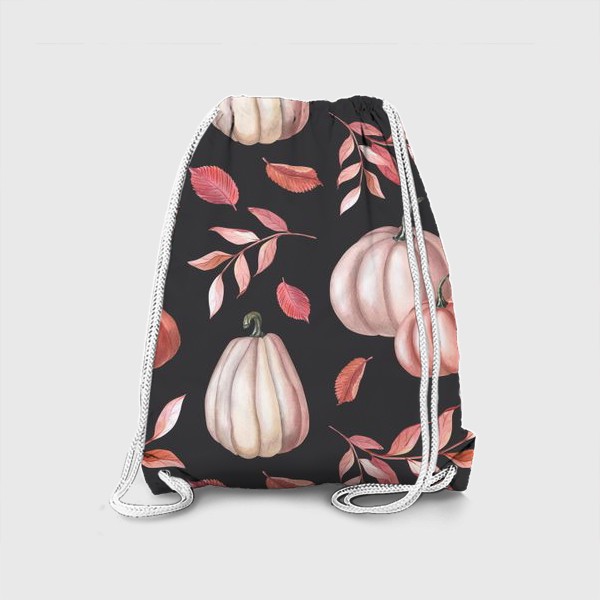 Рюкзак «Осенние листья и тыквы на темном»