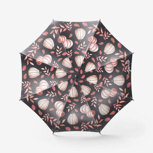 Зонт «Осенние листья и тыквы на темном»