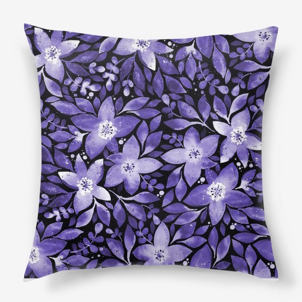 Подушка «Фиолетовые акварельные цветы»