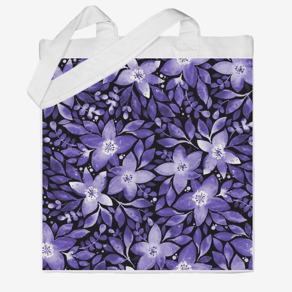 Сумка хб «Фиолетовые акварельные цветы»