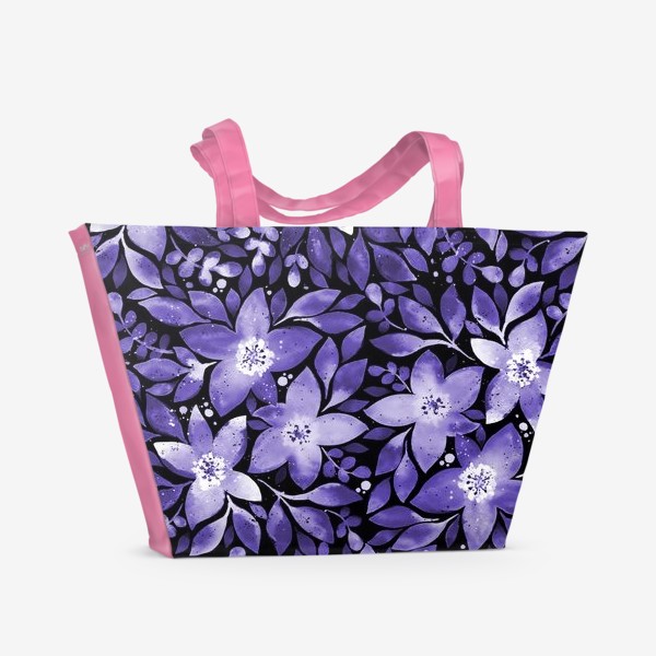 Пляжная сумка «Фиолетовые акварельные цветы»