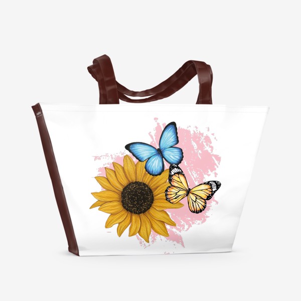 Пляжная сумка «подсолнух с бабочками»