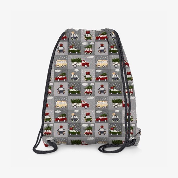 Рюкзак «Новогодние машинки на сером»