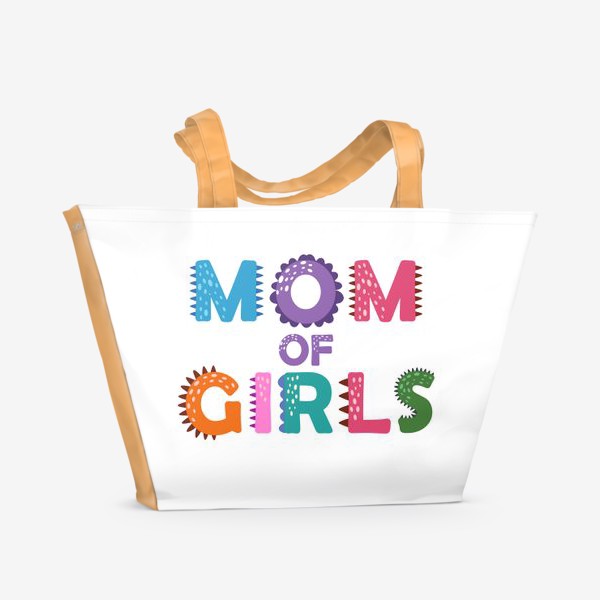 Пляжная сумка «Мама девочек. Яркий леттеринг»