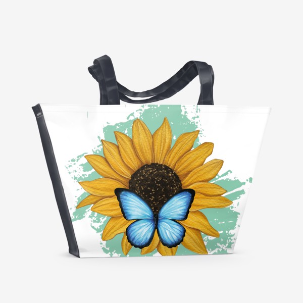 Пляжная сумка «бабочка и подсолнух»