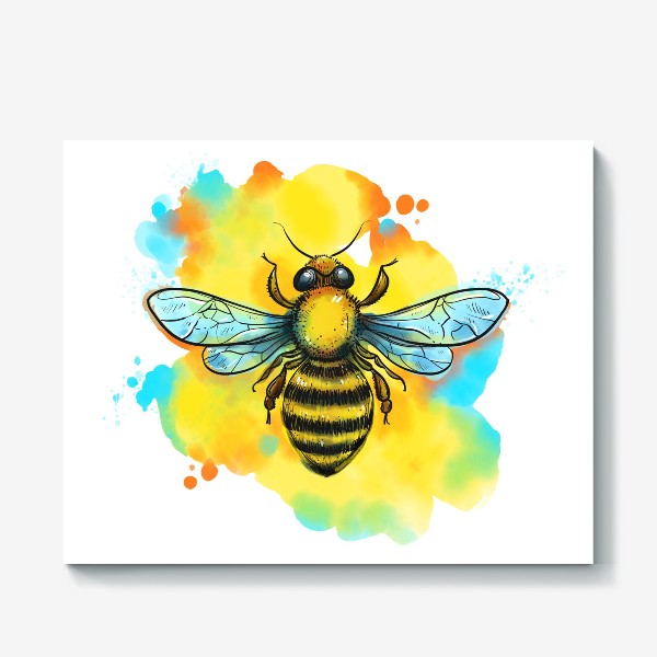 Холст «пчела. акварельная пчелка»