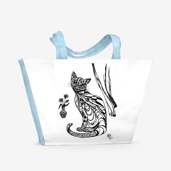 Пляжная сумка «Кошка на окошке»