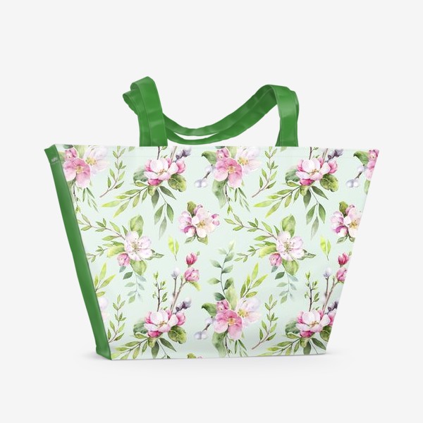 Пляжная сумка «Яблони в цвету принт»