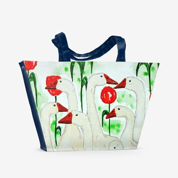 Пляжная сумка «Гуси и тюльпаны»