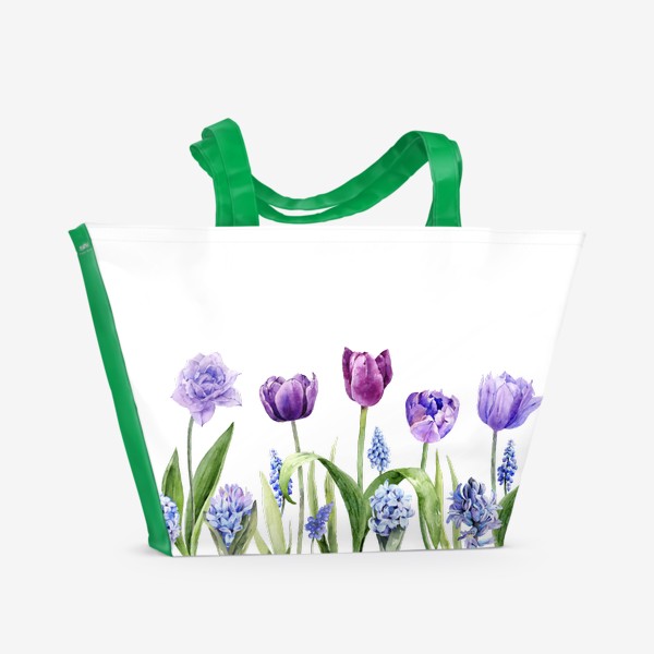 Пляжная сумка «Тюльпаны, гиацинты, мускари»