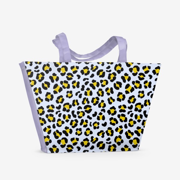 Пляжная сумка «Леопардовый принт в голубом и желтом»