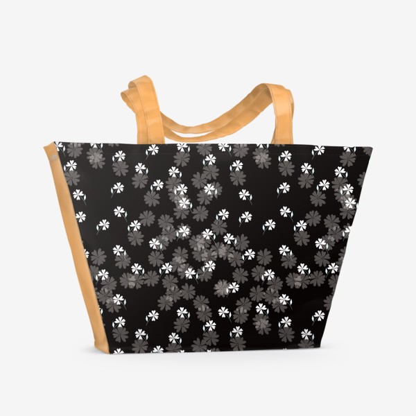 Пляжная сумка «Мелкие цветы на чёрном»