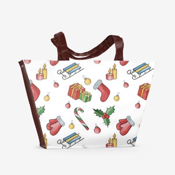 Пляжная сумка «Бесшовный паттерн «Новый год и Рождество»»