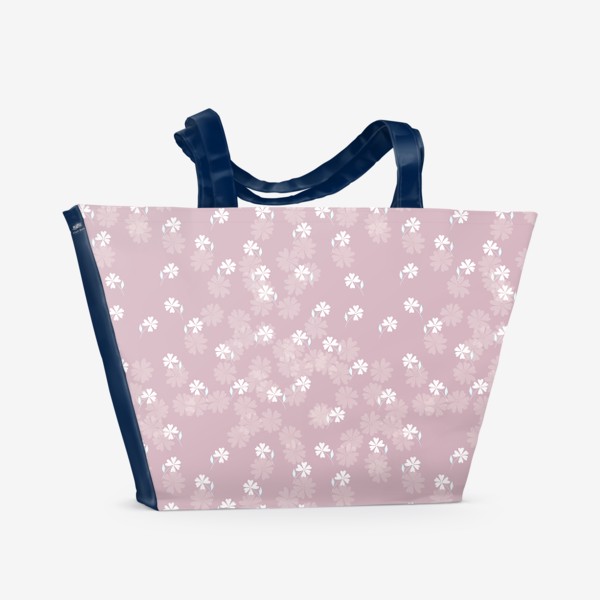 Пляжная сумка «Мелкие цветы на темно розовом»