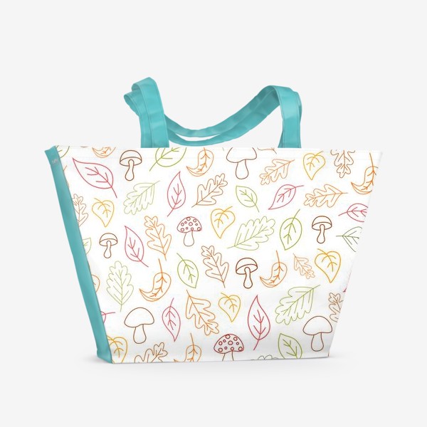 Пляжная сумка «Осенний узор с листьями и грибами»