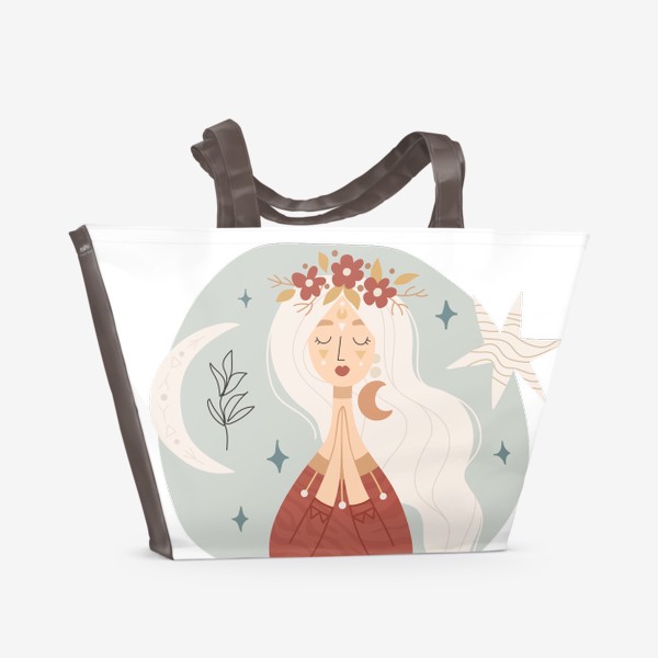 Пляжная сумка «Boho woman and moon»