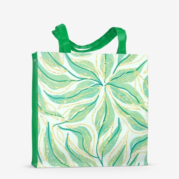 Сумка-шоппер «Blue watercolor leaves»