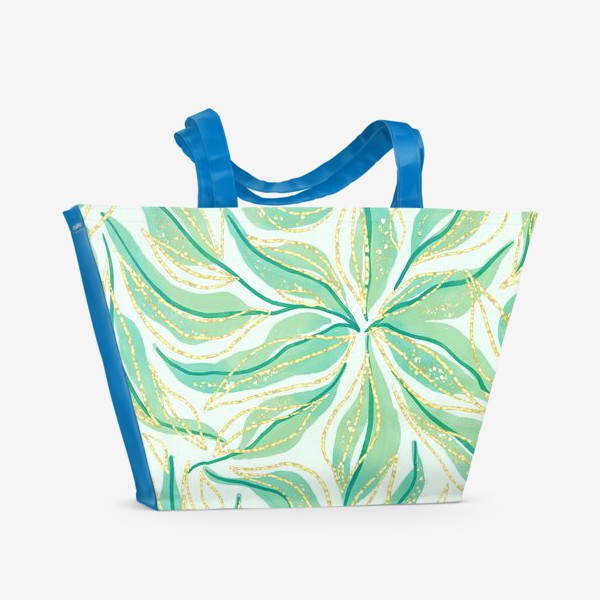 Пляжная сумка «Blue watercolor leaves»