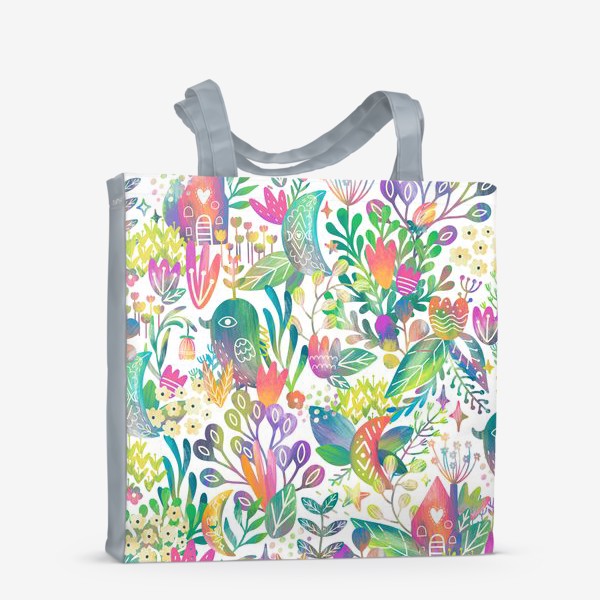 Сумка-шоппер «Fairy Garden - Floral Pattern in white»