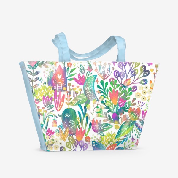 Пляжная сумка «Fairy Garden - Floral Pattern in white»
