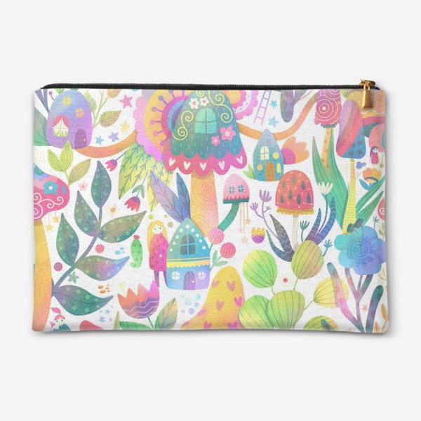 Косметичка «Funny Mushrooms Pattern in white»