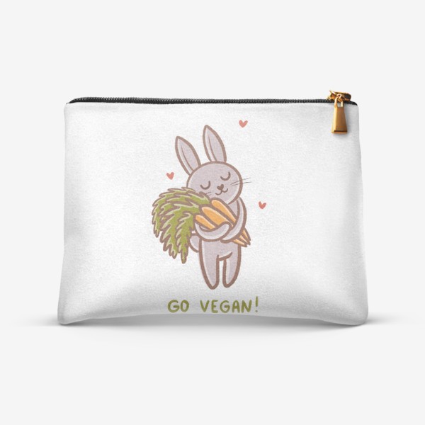 Косметичка «Милый зайчик с морковками. Вегетарианец. Веган. Go vegan!»