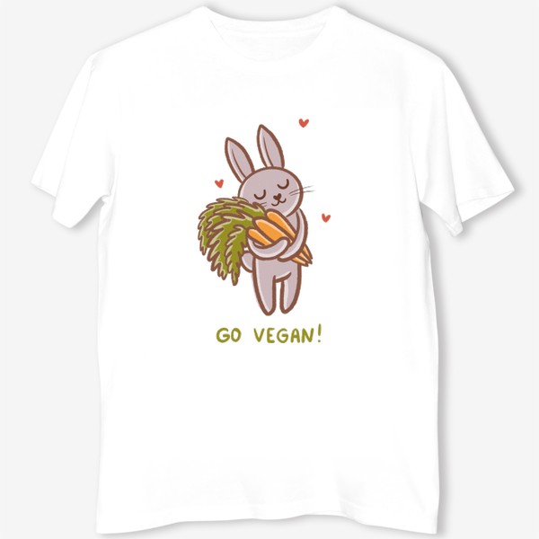Футболка «Милый зайчик с морковками. Вегетарианец. Веган. Go vegan!»