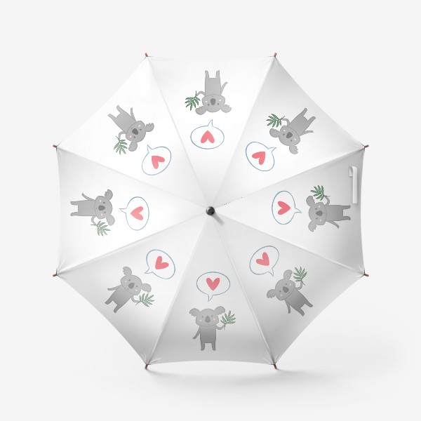 Зонт «Коала с листом эвкалипта и сердечком»