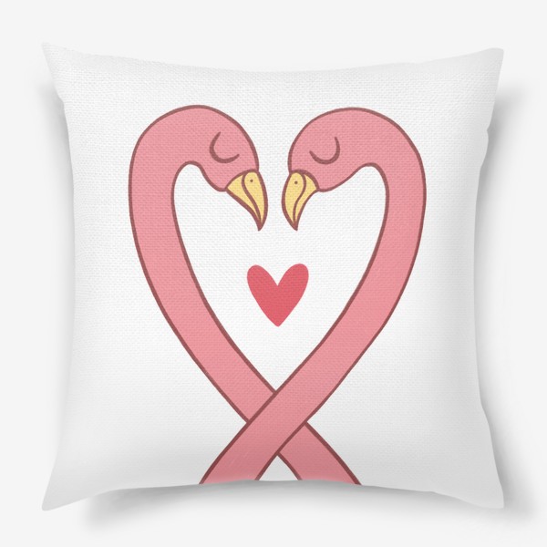 Подушка «Влюбленные фламинго с сердечком»