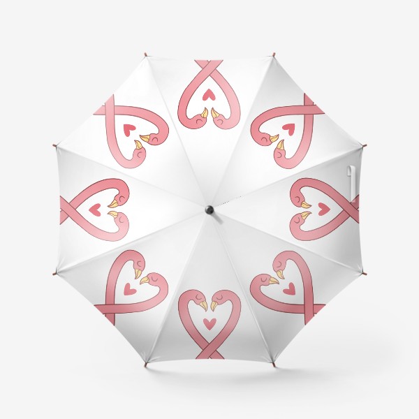Зонт «Влюбленные фламинго с сердечком»