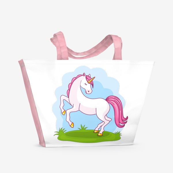 Пляжная сумка «Единорог с розовой гривой»