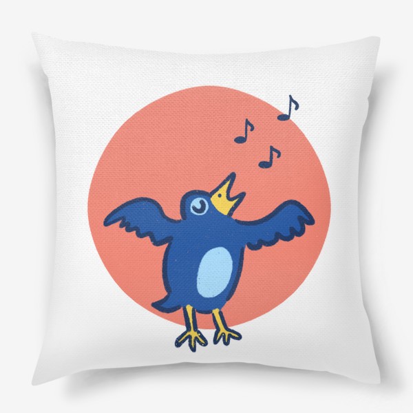 Подушка «Синяя птица и музыка»