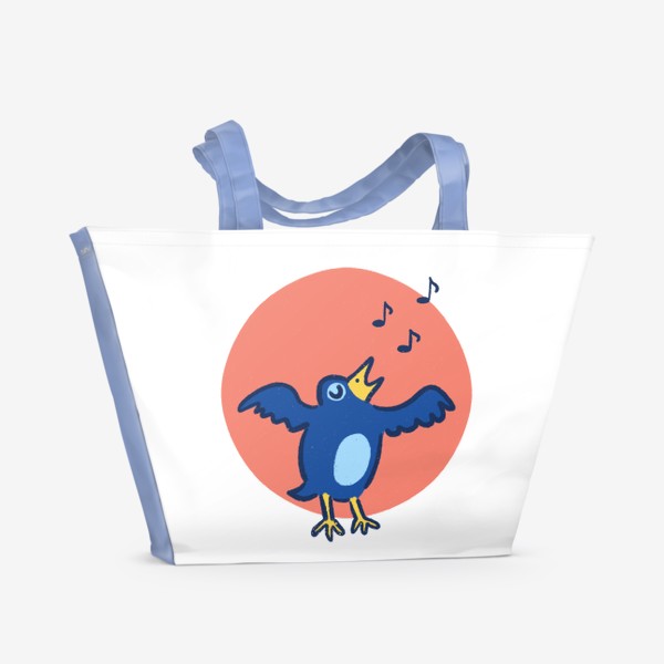 Пляжная сумка «Синяя птица и музыка»