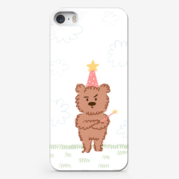 Чехол iPhone «Недовольный медведь-волшебник»