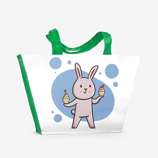 Пляжная сумка «Милый зайчик - сладкоежка. Подарок Весам. Подарок любителю сладкого»