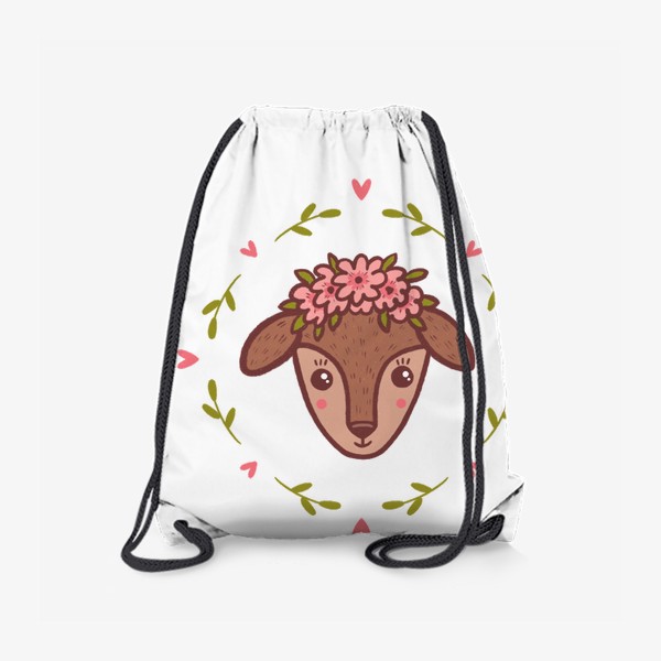 Рюкзак «Милый олененок в цветочном венке»