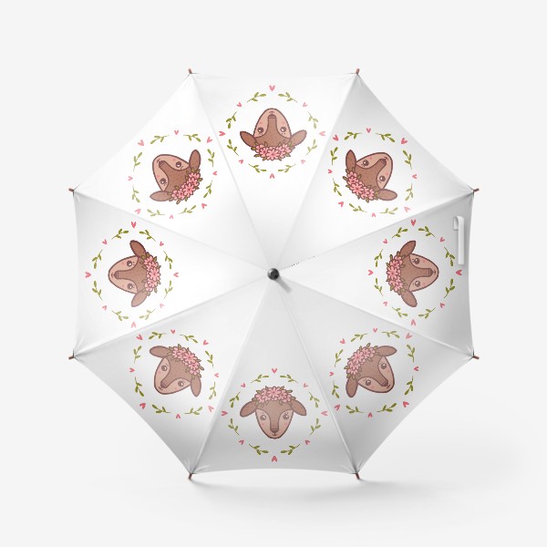 Зонт «Милый олененок в цветочном венке»
