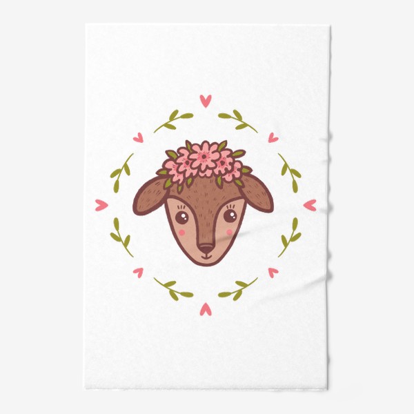 Полотенце «Милый олененок в цветочном венке»