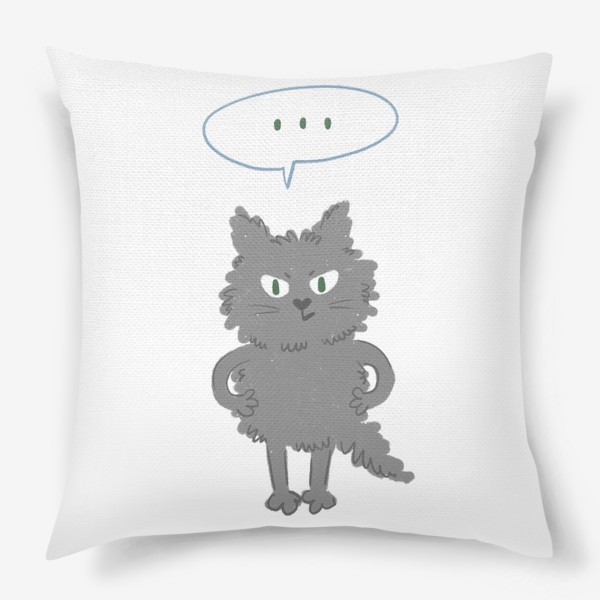 Подушка «Недовольный серый кот»