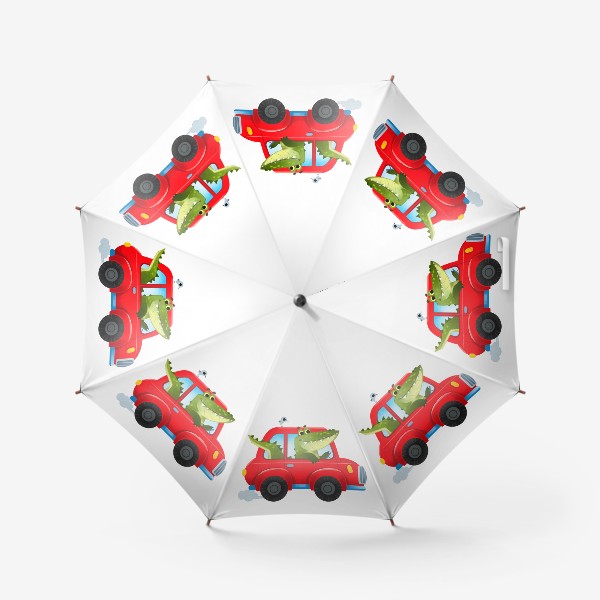 Зонт &laquo;Крокодил в красной смешной машине. Детский мультяшный принт&raquo;